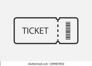 Ticket vector icon in line design. Ticket icon with barcode