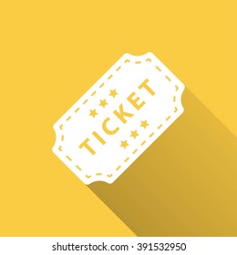 Ticket   vector icon with long shadow.  Illustration  for graphic and web design.