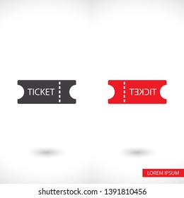 Ticket vector icon  , lorem ipsum Flat design
