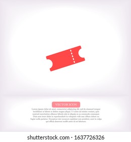 Ticket vector icon , lorem ipsum Flat design