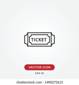 Ticket vector icon in modern design style for web site and mobile app