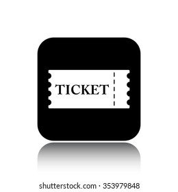 ticket vector icon on black button with reflection