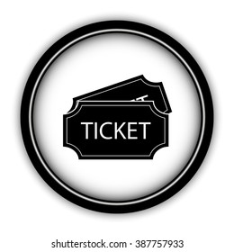 ticket - vector icon; round  button with shadow