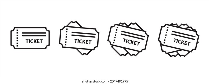 Ticket vector icon set. Coupon entrance icons symbol of permission and admission. Simple flat line illustration.