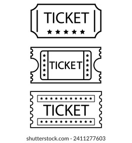 Ticket vector icon set. Movie or theatre coupon illustration sign collection.