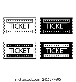 Juego de iconos del vector de tickets. Colección de signos de ilustración de cupón de película o de teatro.