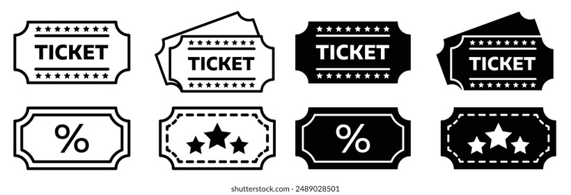 Ticket vector icon set. raffle ticket symbol. ticket flat style - stock vector.