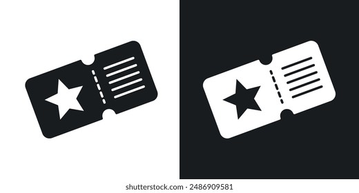 Ticket vector icon set in solid black and white color