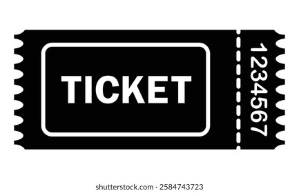 Ticket vector icon. Ticket stub isolated on white background. Retro train, theatre, cinema or movie ticket. Flat style. Vector illustration. EPS 10