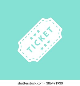 Ticket    vector icon. White  illustration isolated on green  background for graphic and web design.