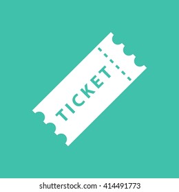 Ticket    vector icon. White  illustration isolated on green  background for graphic and web design.