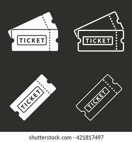 Ticket   vector icon. White illustration isolated on black background for graphic and web design.