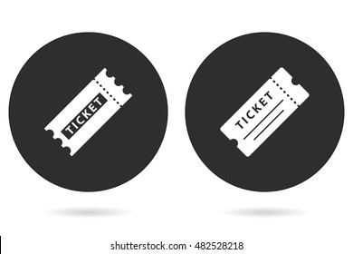 Ticket vector icon. White illustration isolated on black background for graphic and web design.