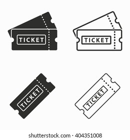 Ticket    vector icons set. Black  illustration isolated on white  background for graphic and web design.