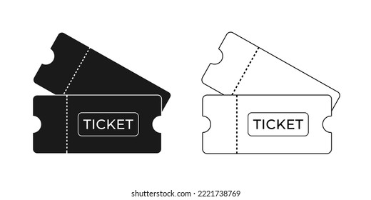 Ticket vector icons set. Outline ticket icon. Vector illustration