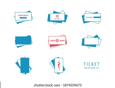 Ticket - vector icons set. Symbol for web, infographics, print design and mobile UX UI kit. Vector illustration, EPS10.