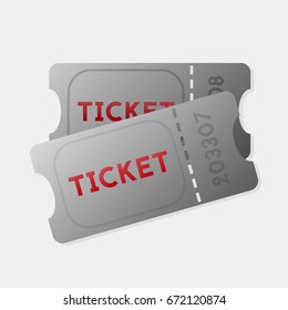 Ticket vector illustration. Retro cinema or movie tickets. Isolated.