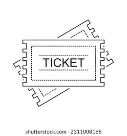 Ilustración vectorial de tickets con diseño simple en blanco y negro. Icono de entrada