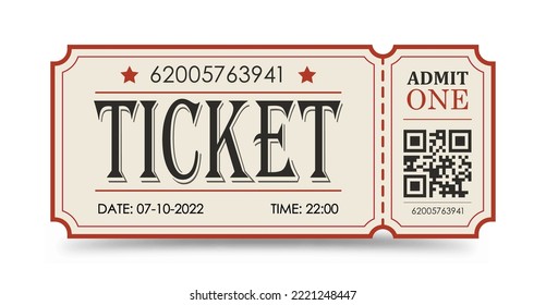 Ticket. Vector illustration for websites, applications, cinemas, clubs, mass events and creative design. Flat style