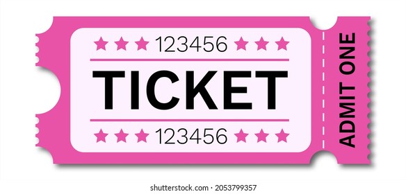 Billete. Vector aislado sobre fondo blanco. Cine, teatro, concierto, actuación, fiesta, evento, festival. 