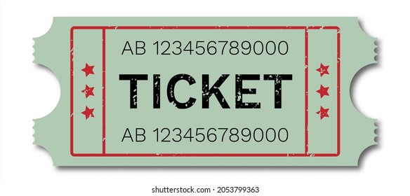 Billete. Vector aislado sobre fondo blanco. Cine, teatro, concierto, actuación, fiesta, evento, festival. 