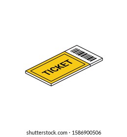 Ticket. Vector line, 3d stroke isometric, color web icon, new flat style. Creative illustration design, abstract idea for infographics.