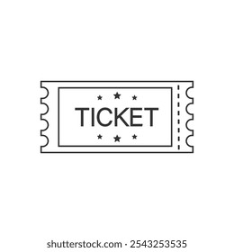 Ticket vector line icon. Black illustration isolated for graphic and web design