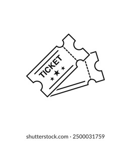 Ticket vector line icon illustration isolated for graphic and web design.