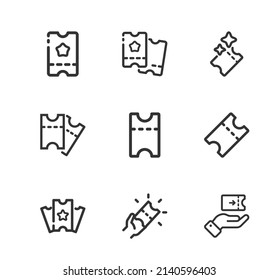Ticket vector line icon set. 