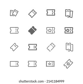 Ticket vector line icon set. 
