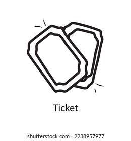 Ilustración de diseño de iconos de contorno de vectores de tickets. Símbolo de entretenimiento en el archivo EPS 10 de fondo blanco