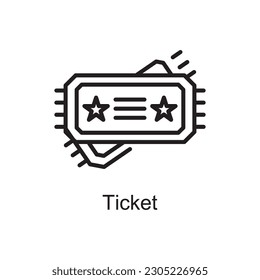 Ticket Vector Outline Icon Design illustration. Customer Service Symbol on White background EPS 10 File