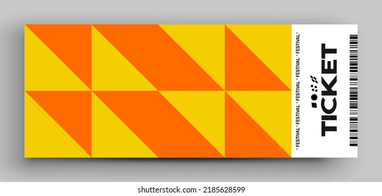 Ticket vector template layout with abstract pattern design graphics made with simple shapes and forms.  Useful for creating invitations, banners, posters, flyers, prints, labels, tickets.