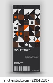 Ticket vector template layout with abstract  vector geometric shapes.Bauhaus background design.