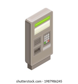Ticket Vending Machine in Metro or Subway Isometric Vector Illustration
