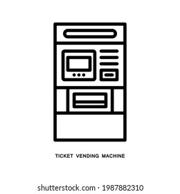 Ticketautomat. Rahmenstil. Einzeln auf weißem Hintergrund.