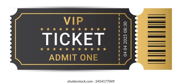 Ticket or VIP coupon with barcode for in luxury color. Vector illustration isolated on white background