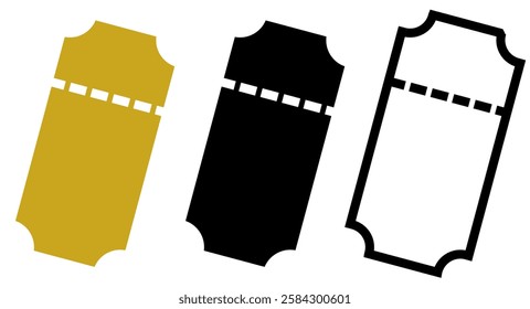 ticket, voucher or coupon icon, simple flat style, illustration, logo sign symbol pictogram template, for ui or ux isolated on white for mobile app, editable