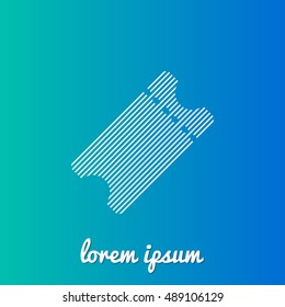 Ticket White stroke fill with blue & green gradient background Icon / Logo Design