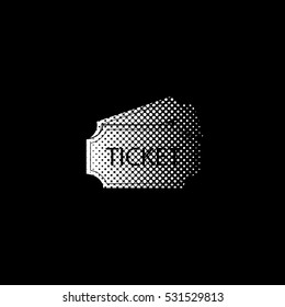 ticket - white vector icon;  halftone illustration