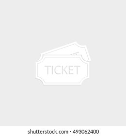 ticket - white vector  icon with shadow