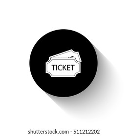 ticket - white vector  icon with shadow