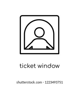 Ticket window icon. Trendy modern flat linear vector Ticket window icon on white background from thin line Cinema collection, editable outline stroke vector illustration