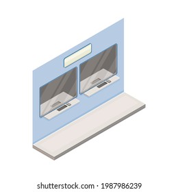 Ticket Window in Metro or Subway as Rapid Transit Urban System Isometric Vector Illustration