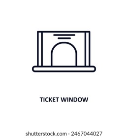 ticket window outline icon.  Thin line icon from cinema collection. Editable vector isolated on white background