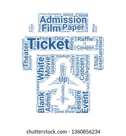 ticket word cloud. tag cloud about ticket.