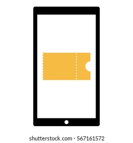 Ticket_Online icon - Flat design, glyph style icon - Colored enclosed in a phone