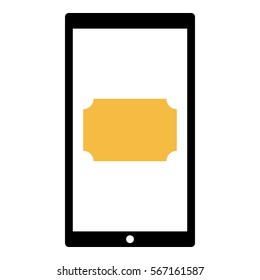 Ticket_Online icon - Flat design, glyph style icon - Colored enclosed in a phone