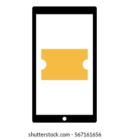 Ticket_Online icon - Flat design, glyph style icon - Colored enclosed in a phone