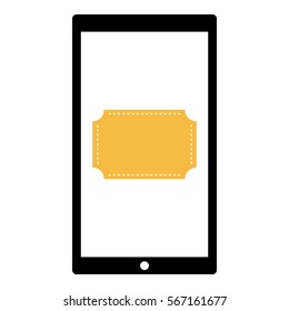 Ticket_Online icon - Flat design, glyph style icon - Colored enclosed in a phone